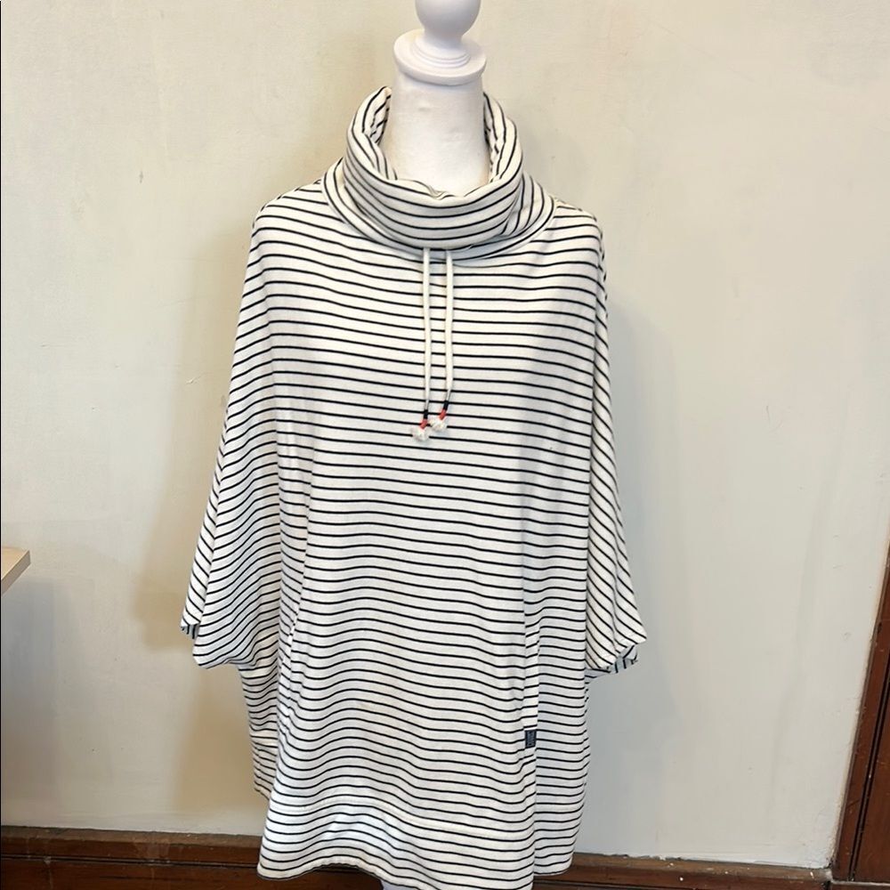 Joules White and Black Striped Funnel Neck Sweatshirt